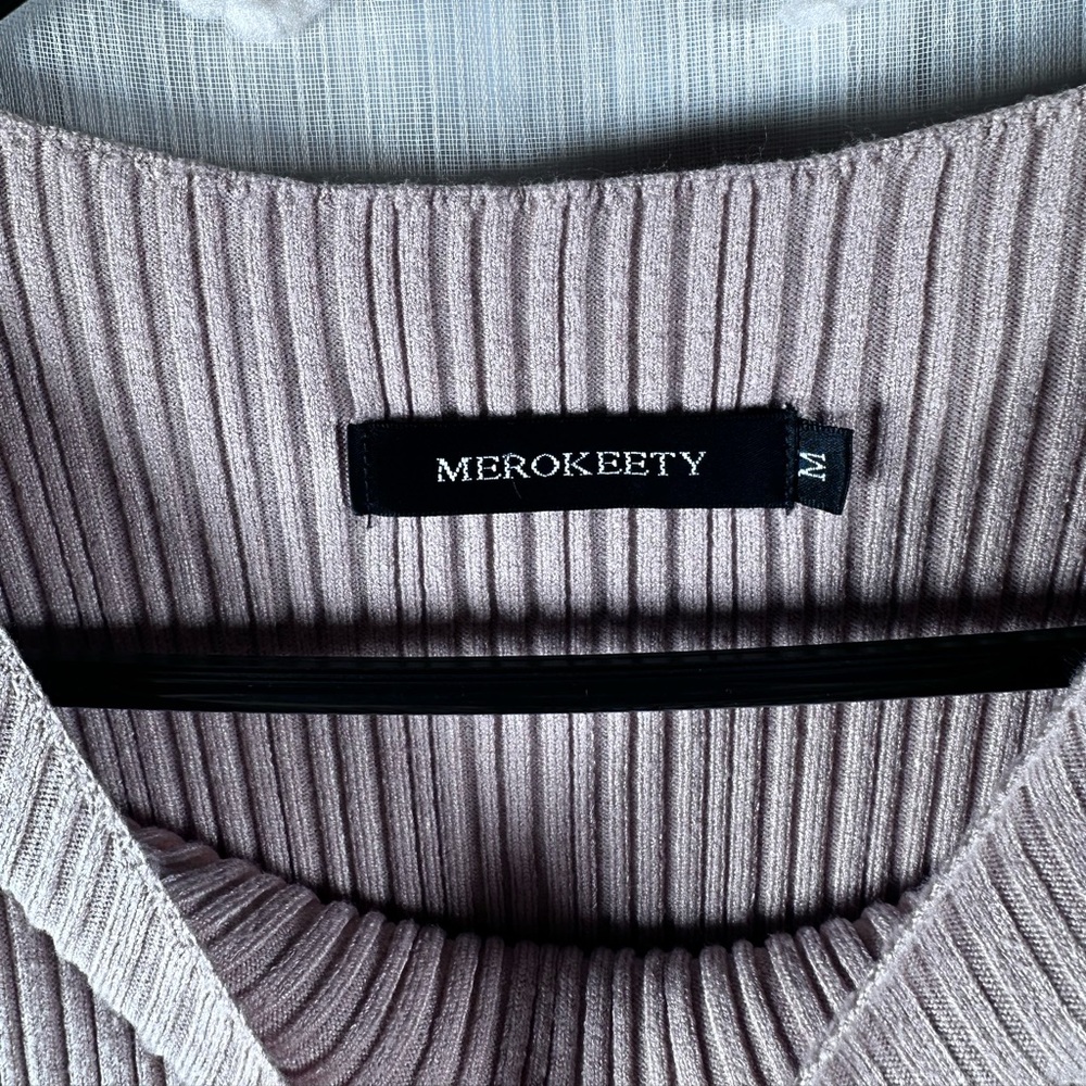 Merokeety Women’s Light Brown Ribbed Bodycon Knit Dress Size Medium - Picture 4 of 11